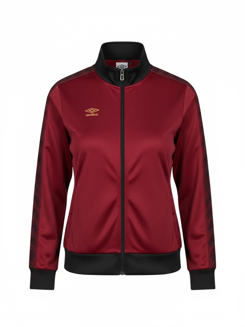 Umbro Track Jacket Burgundy Red Black Logo Full Zip Soccer Women M Diamond Retro